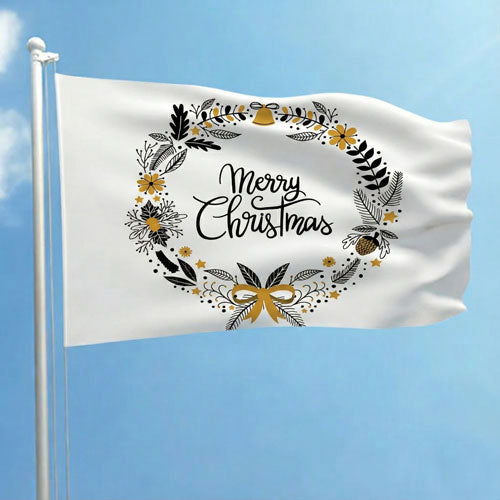 Merry Christmas wreath flag