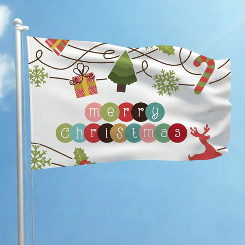 Merry Christmas Reindeer Flag