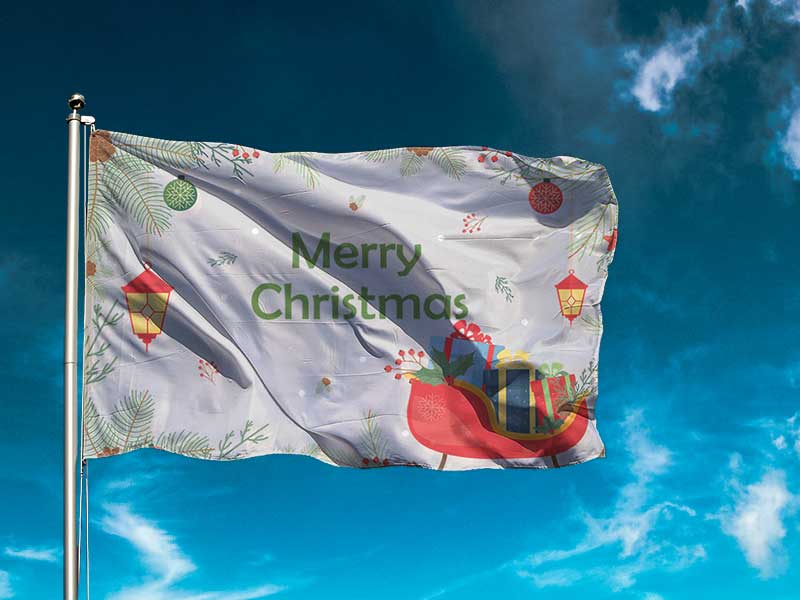 Christmas Flag Santa