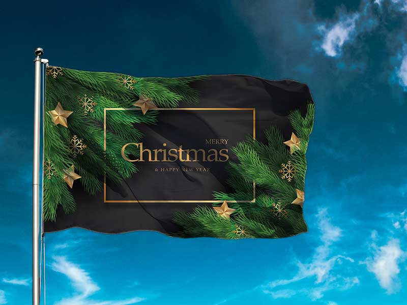 Christmas Flag Green Tree