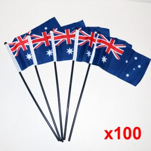 Australian Hand Flags x100